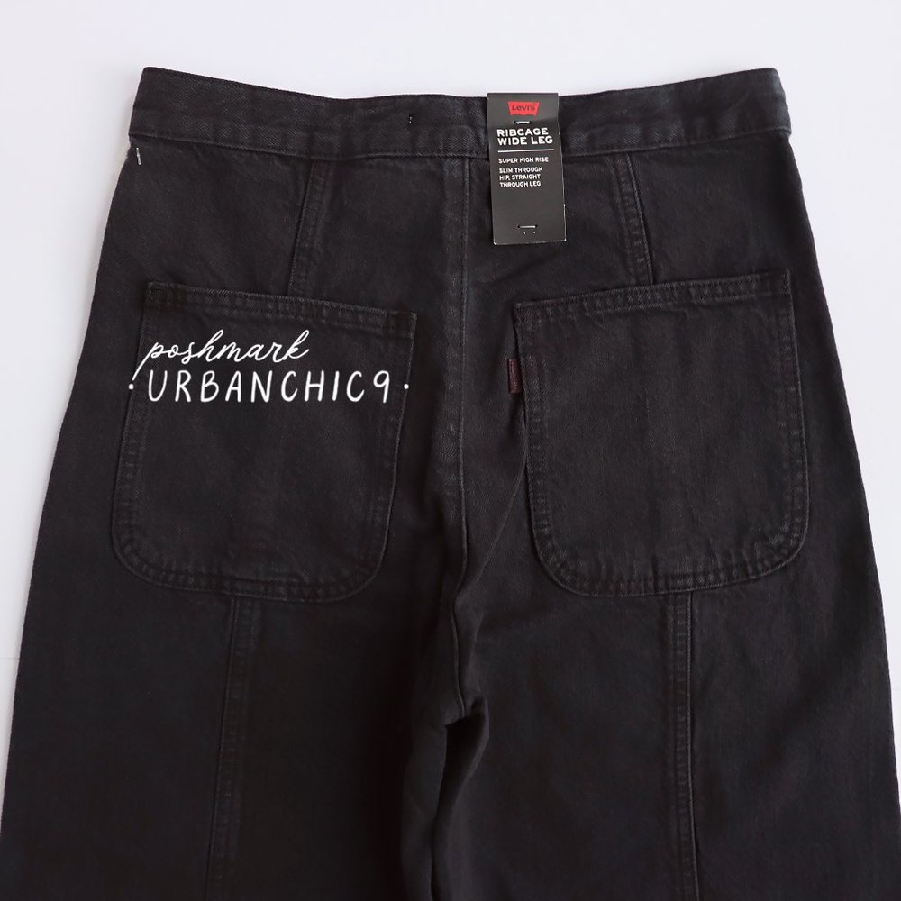 LEVI'S Wellthread Ribcage Wide Leg Jean Black 26 - Picture 7 of 11